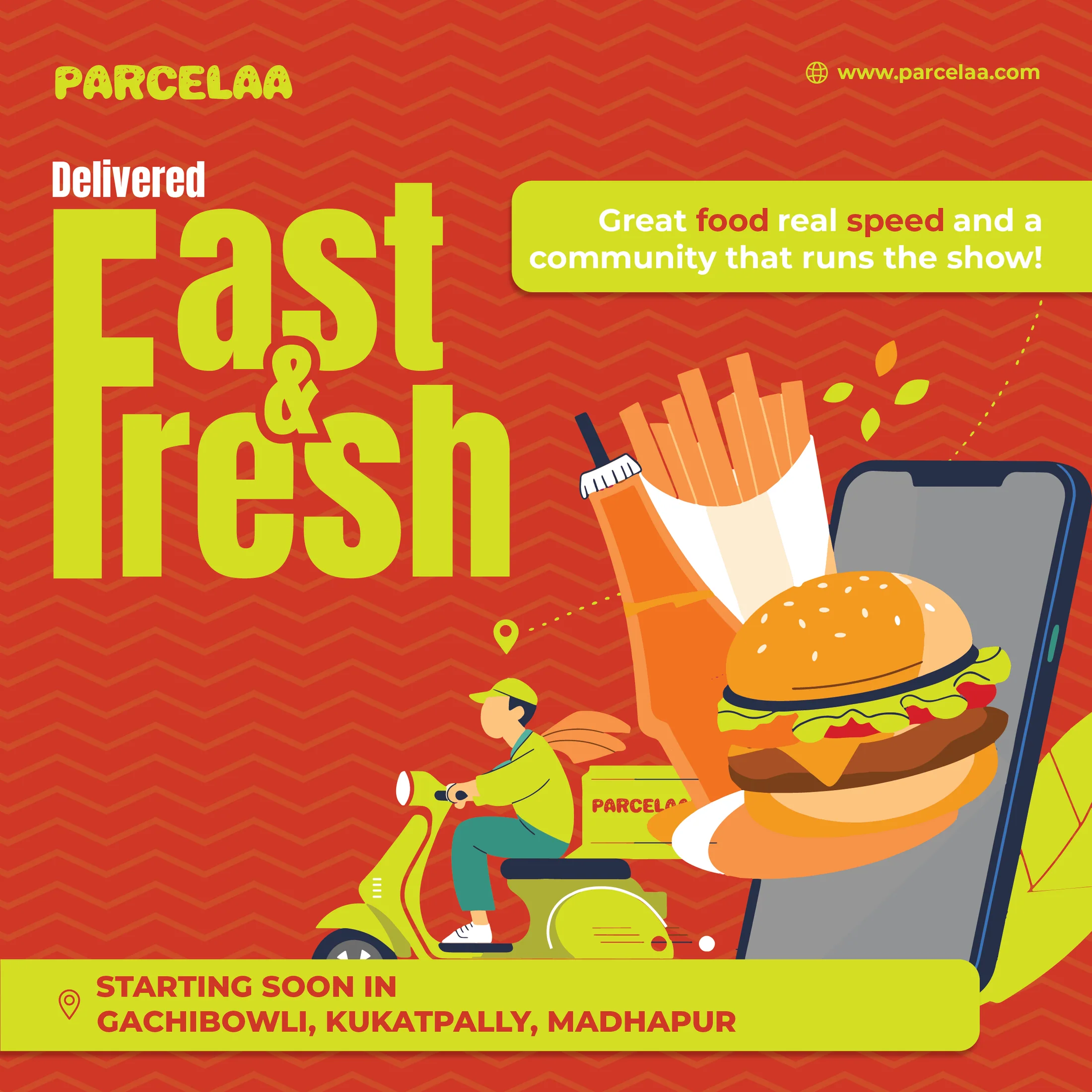 Parcelaa, Fast & Fresh. Design by Smita.
