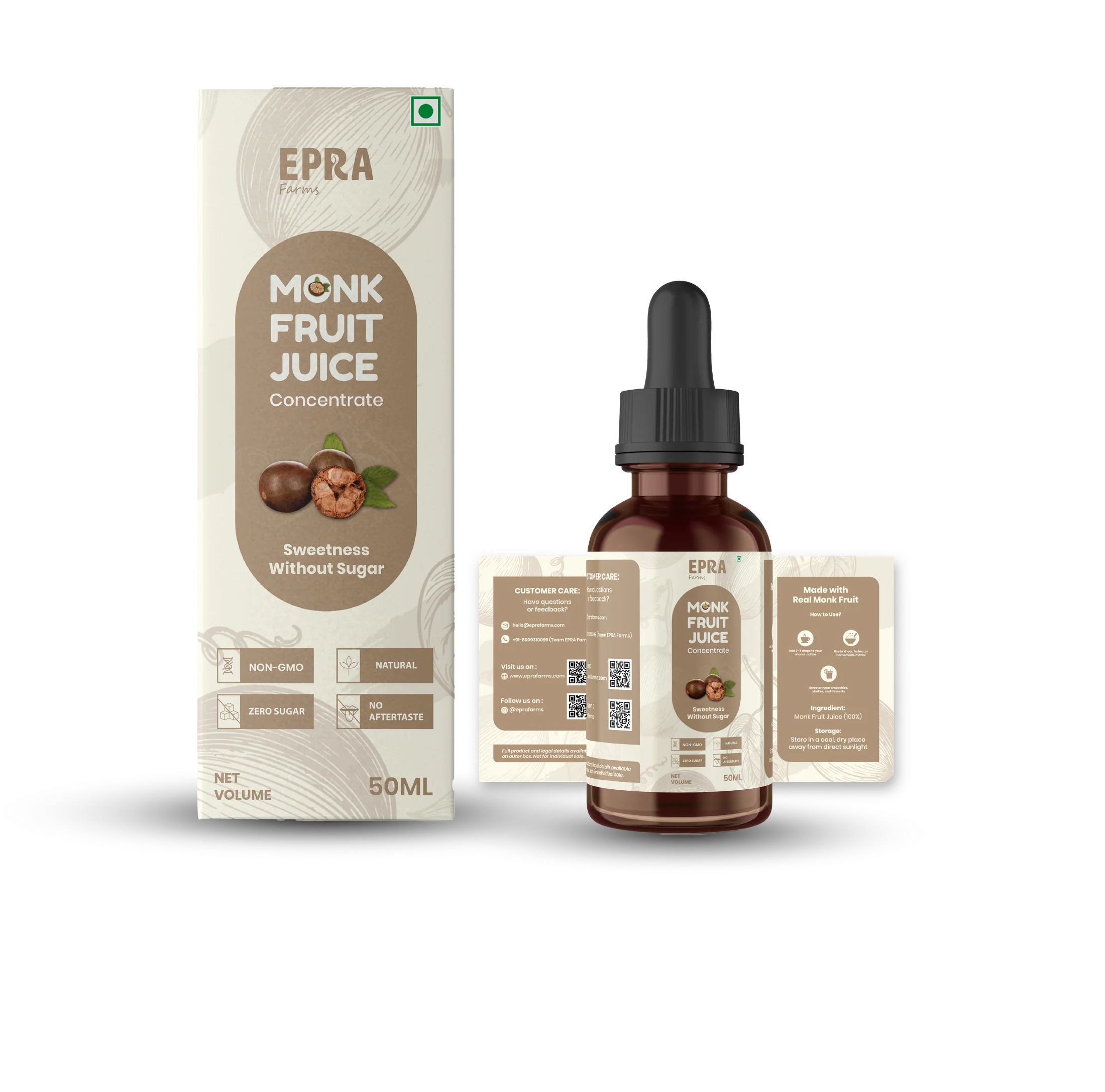 EPRA Farms, Monk Fruit Juice. Design by Smita.