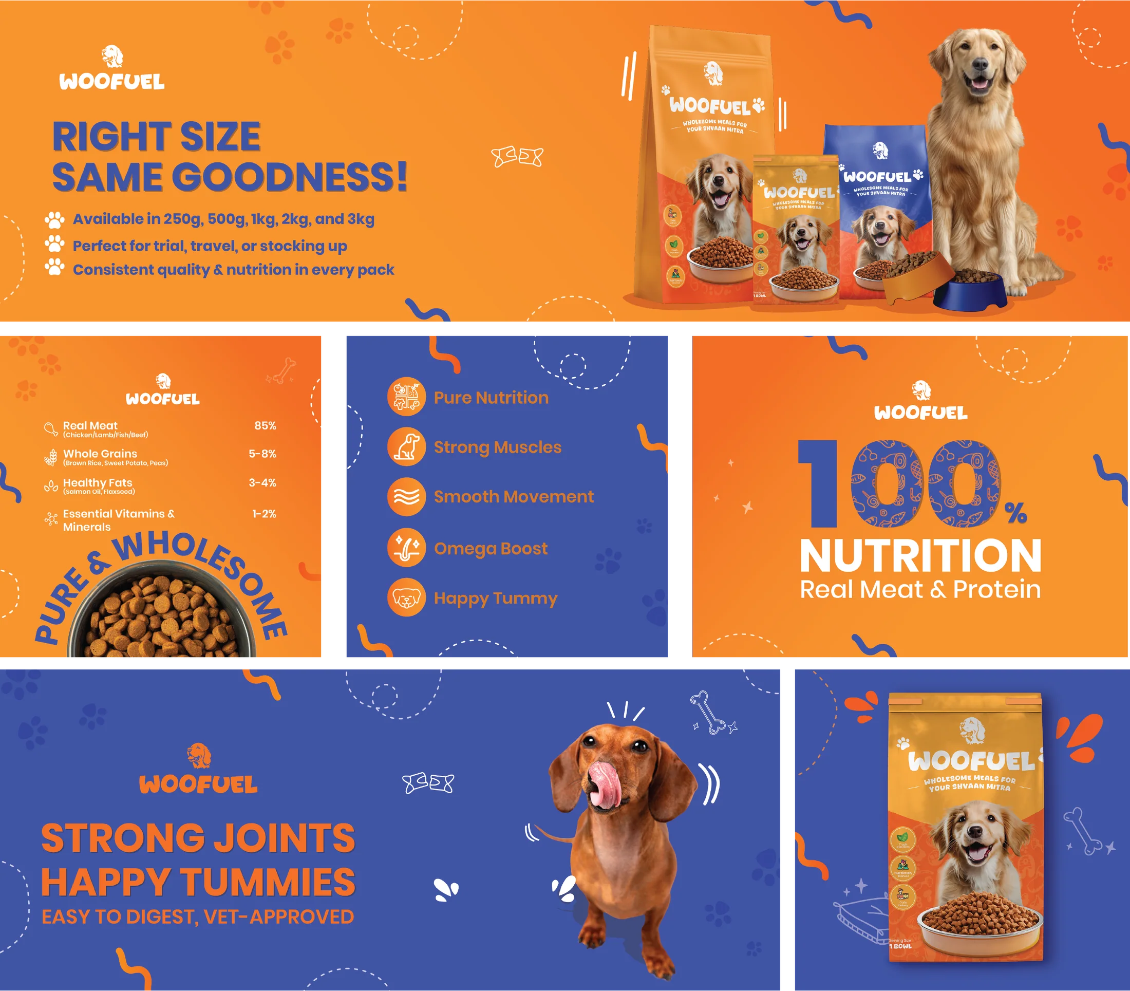 Woofuel, Wholesome dog food. Design by Smita.